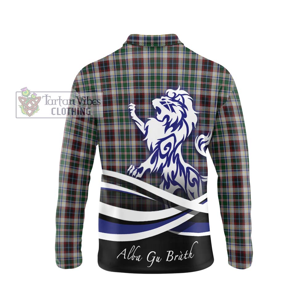 Innes Dress Tartan Long Sleeve Polo Shirt with Alba Gu Brath Regal Lion Emblem - Tartanvibesclothing Shop