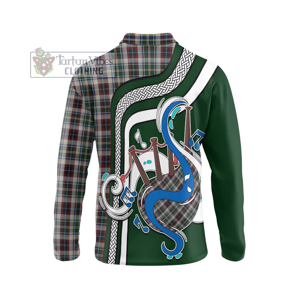 Tartan Vibes Clothing Innes Dress Tartan Long Sleeve Polo Shirt with Epic Bagpipe Style