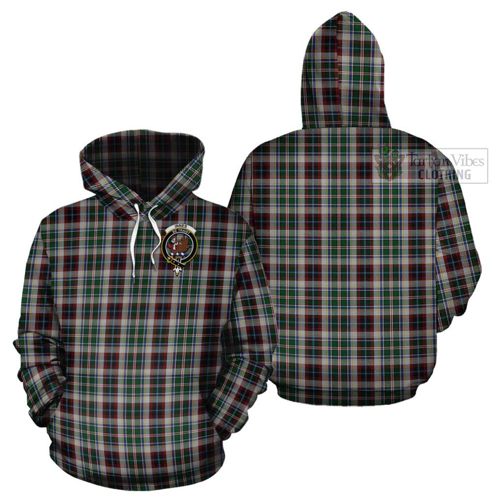 Innes Dress Tartan Cotton Hoodie with Family Crest Pullover Hoodie - Tartan Vibes Clothing