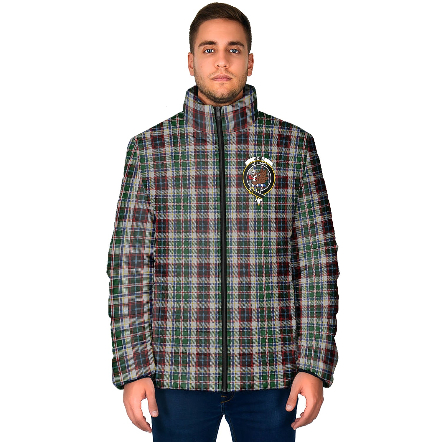 Innes Dress Tartan Padded Jacket with Family Crest - Tartan Vibes Clothing