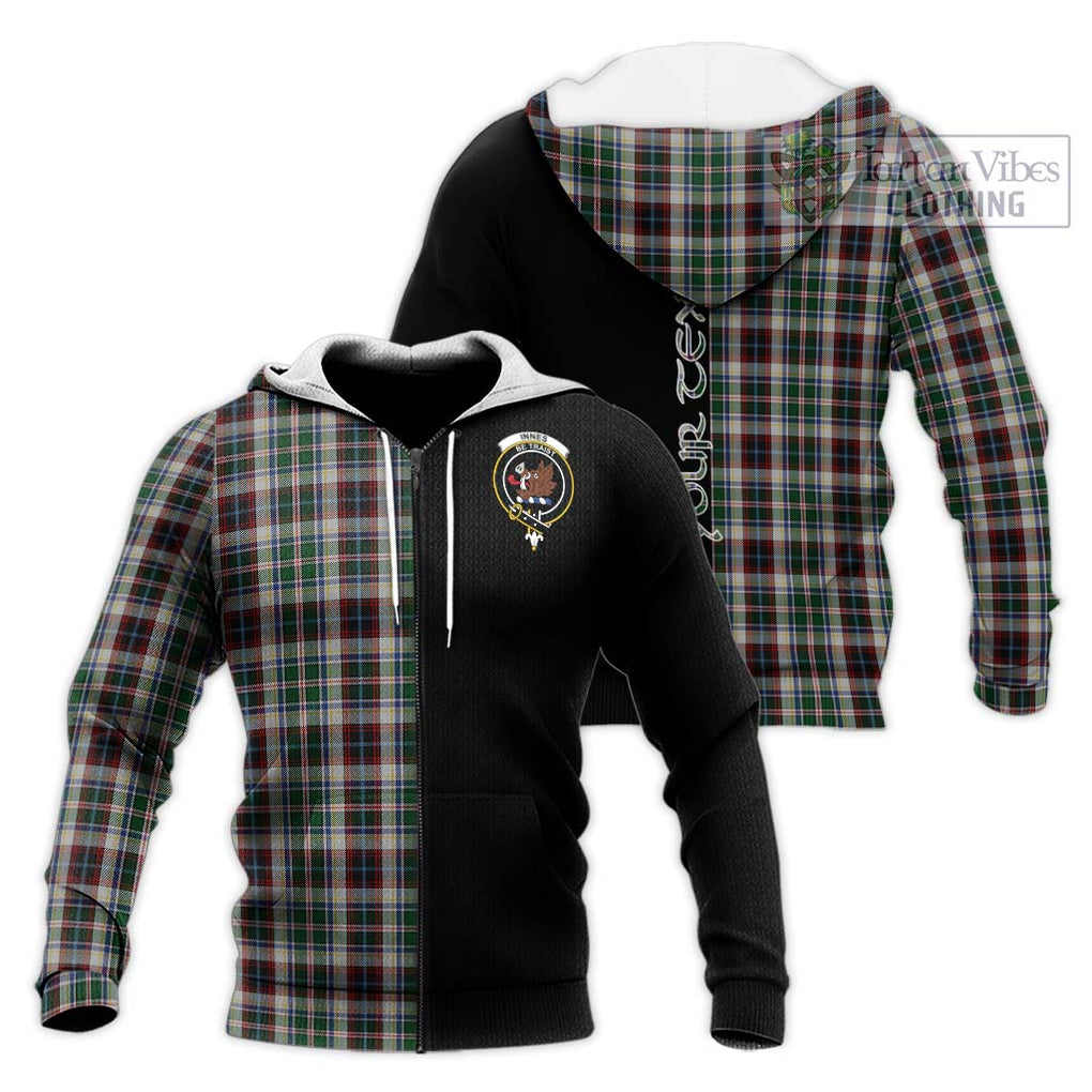 Innes Dress Tartan Knitted Hoodie with Family Crest and Half Of Me Style Unisex Knitted Zip Hoodie - Tartanvibesclothing Shop