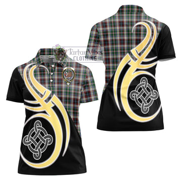 Innes Dress Tartan Women's Polo Shirt with Family Crest and Celtic Symbol Style