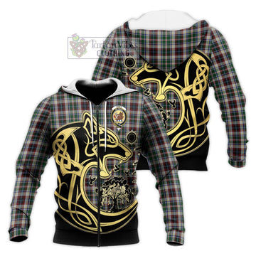 Innes Dress Tartan Knitted Hoodie with Family Crest Celtic Wolf Style