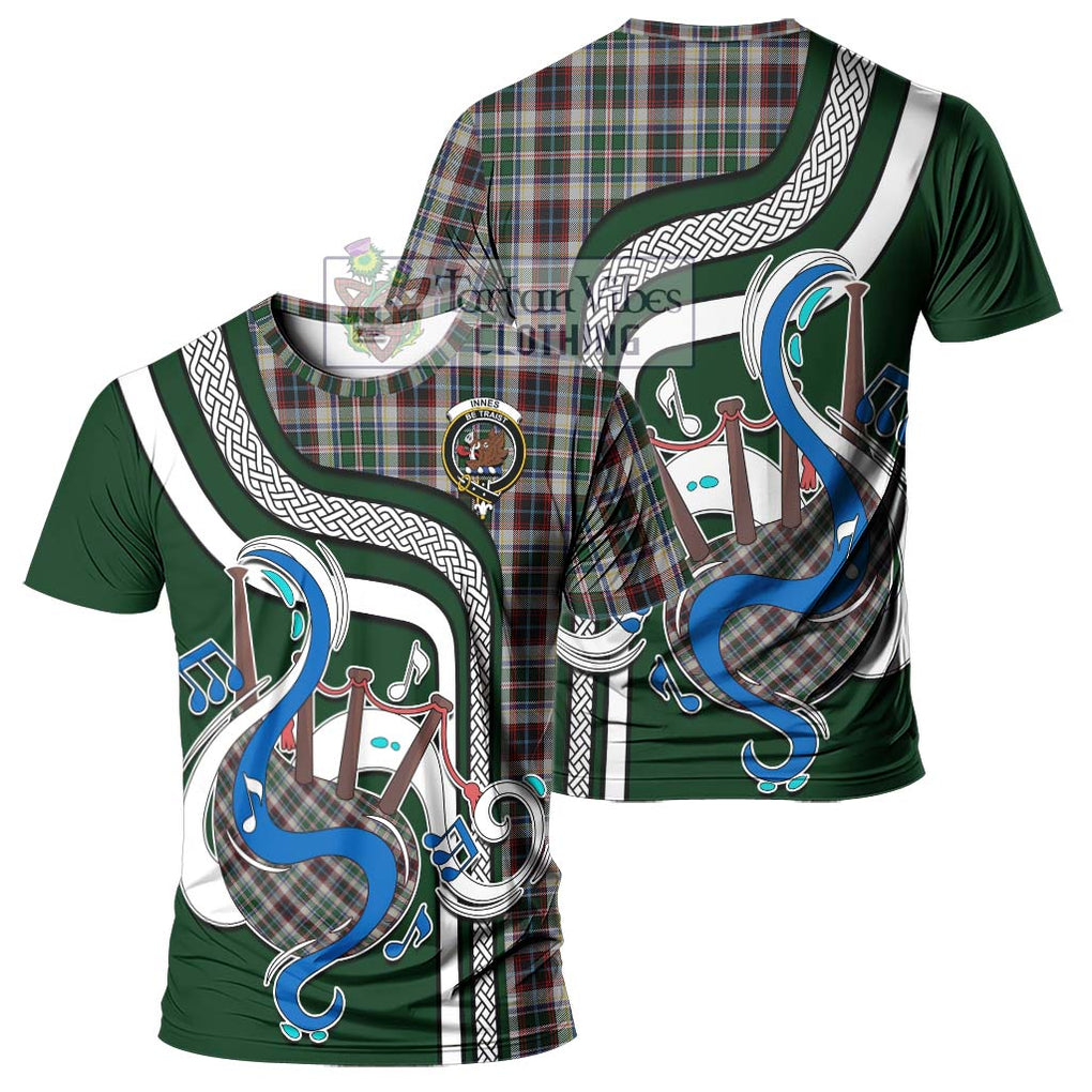 Innes Dress Tartan T-Shirt with Epic Bagpipe Style - Tartanvibesclothing Shop