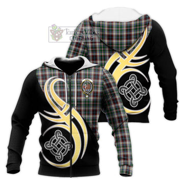 Innes Dress Tartan Knitted Hoodie with Family Crest and Celtic Symbol Style