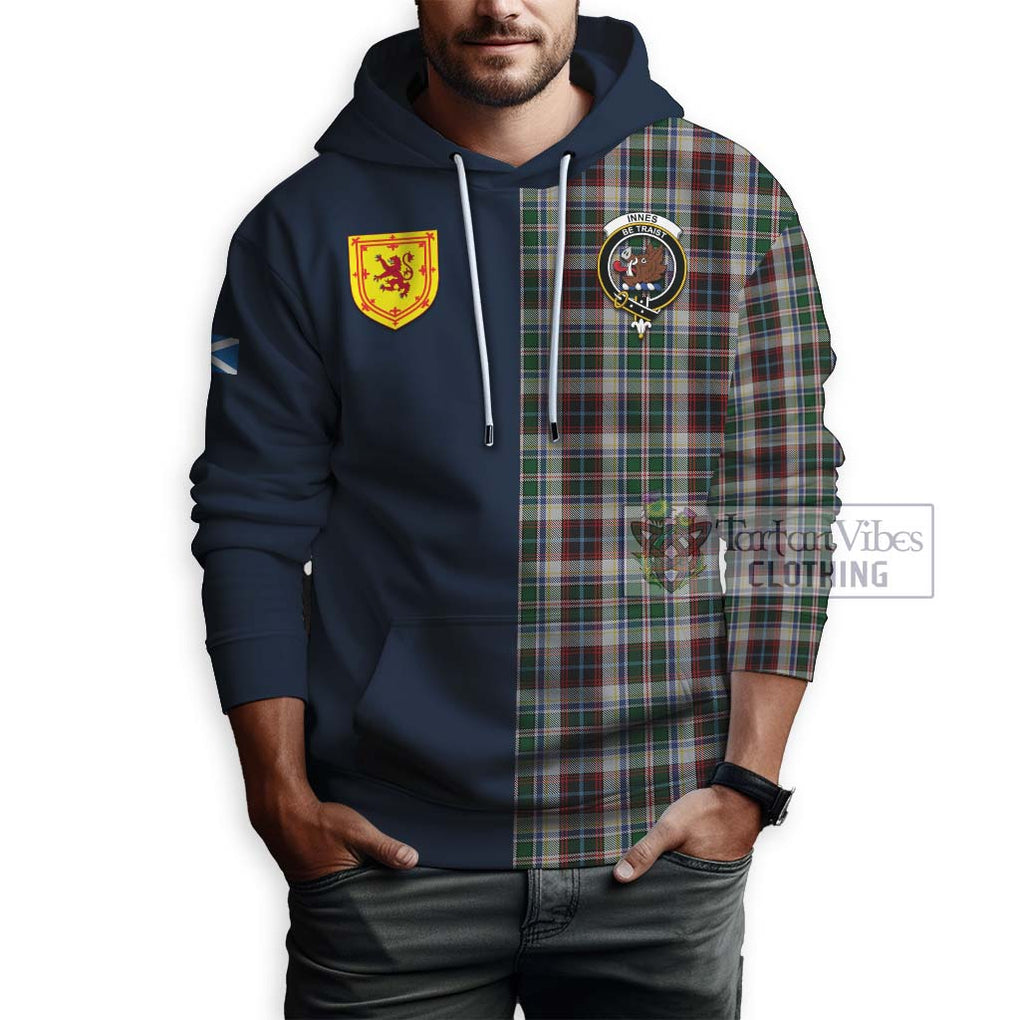 Tartan Vibes Clothing Innes Dress Tartan Hoodie with Scottish Lion Royal Arm Half Style