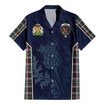 Innes Dress Tartan Short Sleeve Button Up Shirt with Family Crest and Scottish Thistle Vibes Sport Style