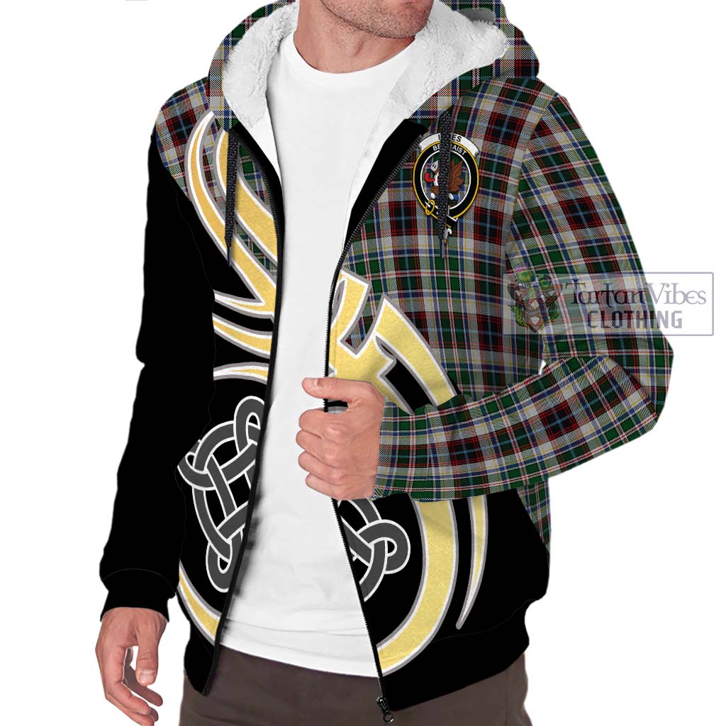 Innes Dress Tartan Sherpa Hoodie with Family Crest and Celtic Symbol Style - Tartan Vibes Clothing