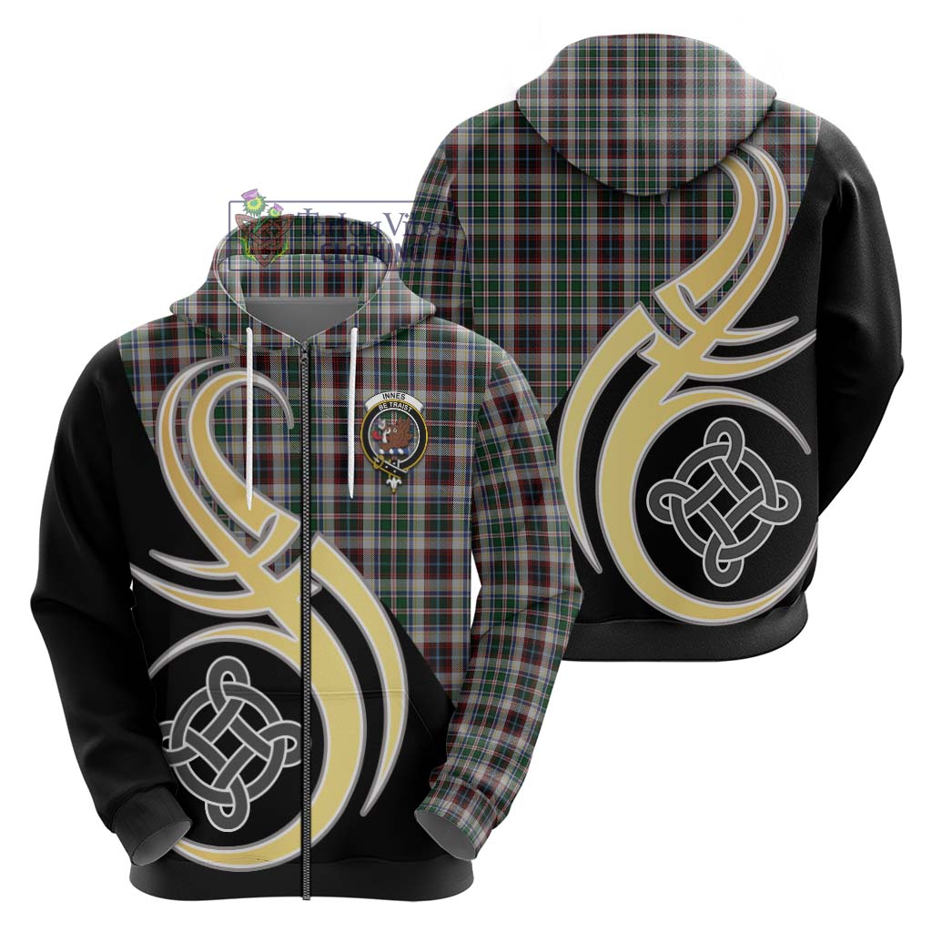 Innes Dress Tartan Hoodie with Family Crest and Celtic Symbol Style - Tartan Vibes Clothing