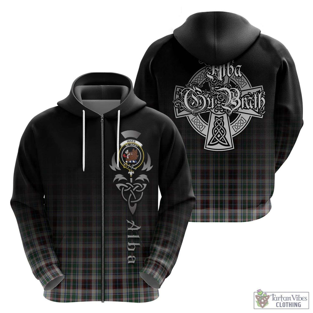 Tartan Vibes Clothing Innes Dress Tartan Hoodie Featuring Alba Gu Brath Family Crest Celtic Inspired