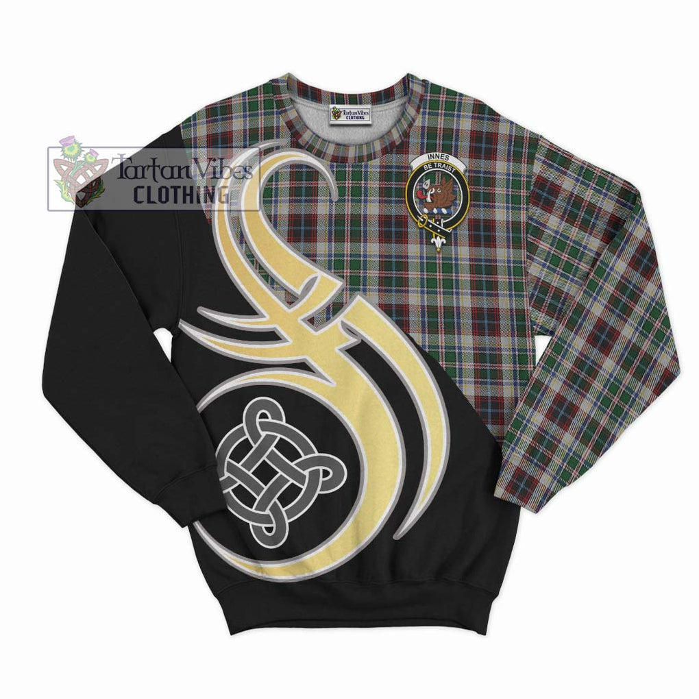 Innes Dress Tartan Sweatshirt with Family Crest and Celtic Symbol Style - Tartan Vibes Clothing