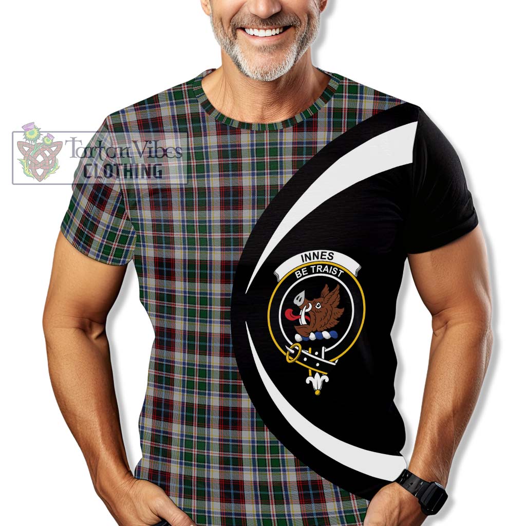 Tartan Vibes Clothing Innes Dress Tartan T-Shirt with Family Crest Circle Style