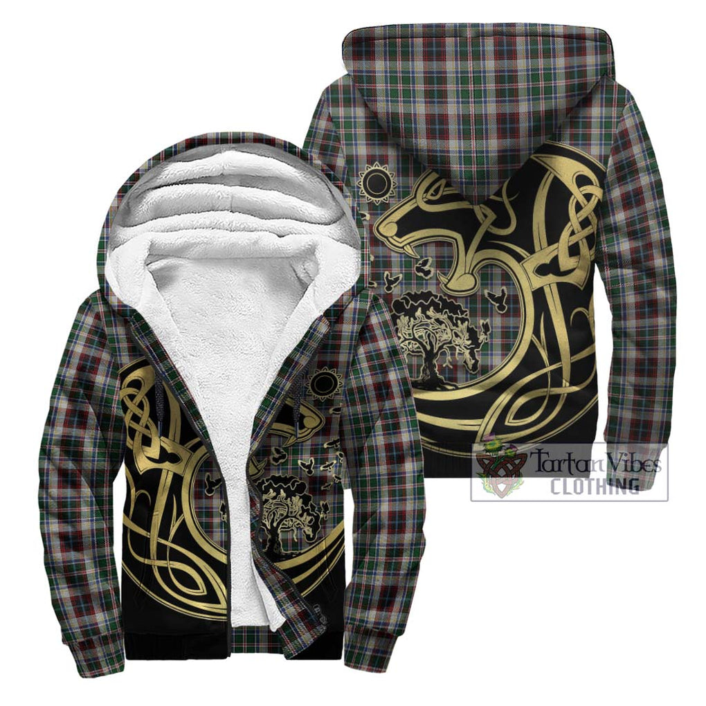 Innes Dress Tartan Sherpa Hoodie with Family Crest Celtic Wolf Style Unisex - Tartan Vibes Clothing