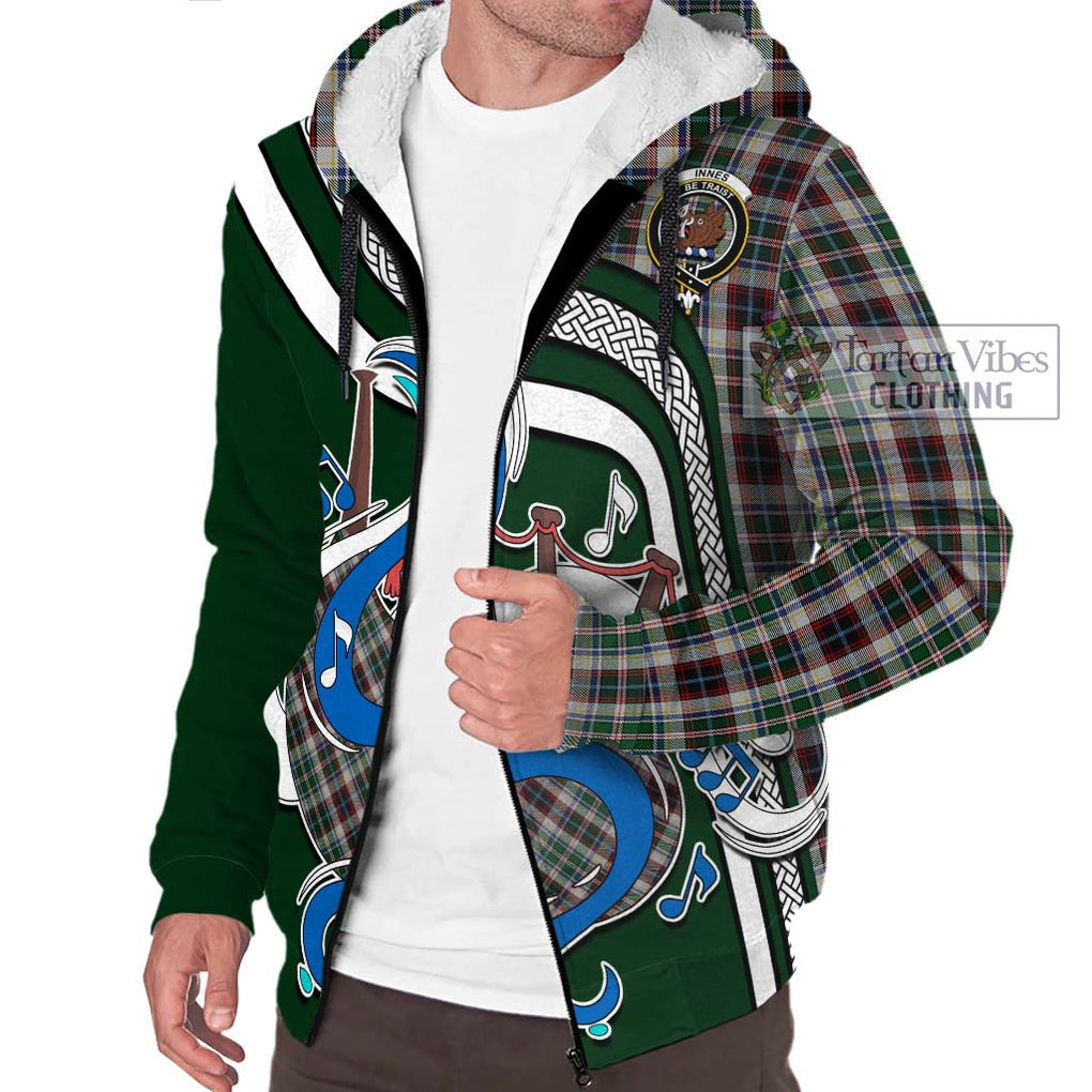 Innes Dress Tartan Sherpa Hoodie with Epic Bagpipe Style Unisex - Tartanvibesclothing Shop