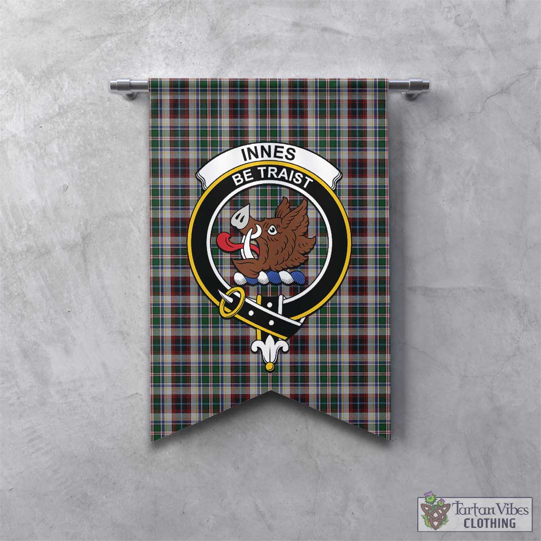 Tartan Vibes Clothing Innes Dress Tartan Gonfalon, Tartan Banner with Family Crest