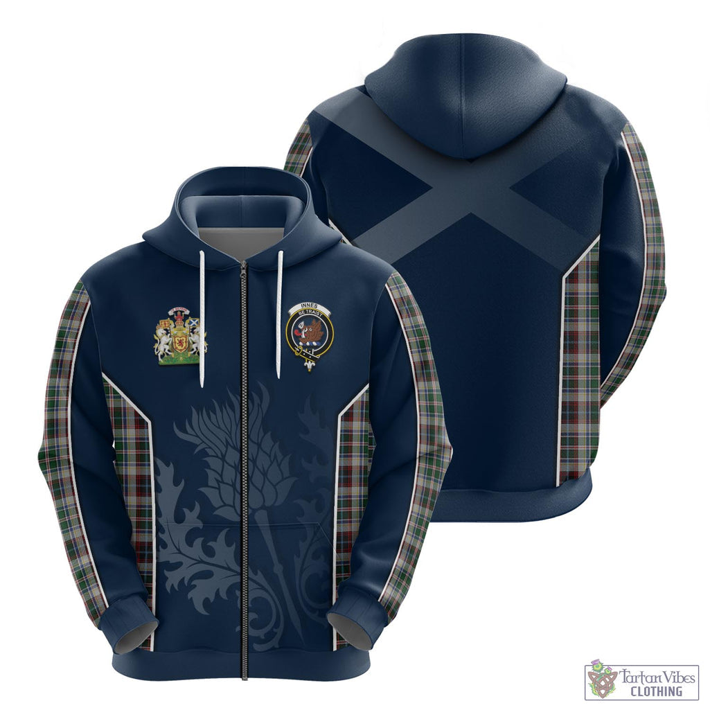 Tartan Vibes Clothing Innes Dress Tartan Hoodie with Family Crest and Scottish Thistle Vibes Sport Style