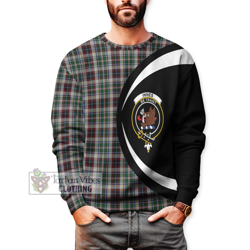 Innes Dress Tartan Sweatshirt with Family Crest Circle Style - Tartan Vibes Clothing