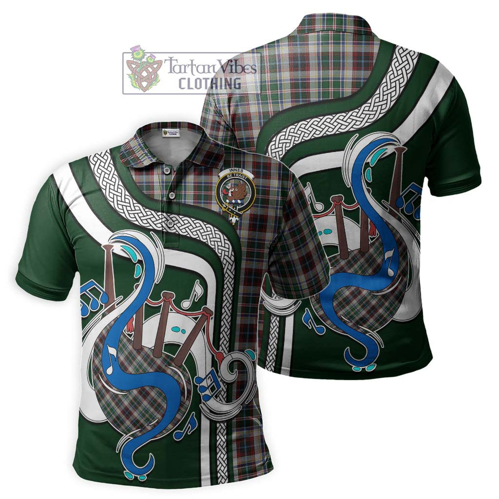 Tartan Vibes Clothing Innes Dress Tartan Polo Shirt with Epic Bagpipe Style