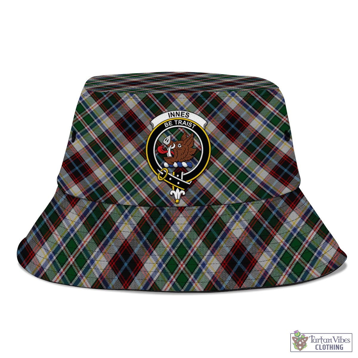 Tartan Vibes Clothing Innes Dress Tartan Bucket Hat with Family Crest