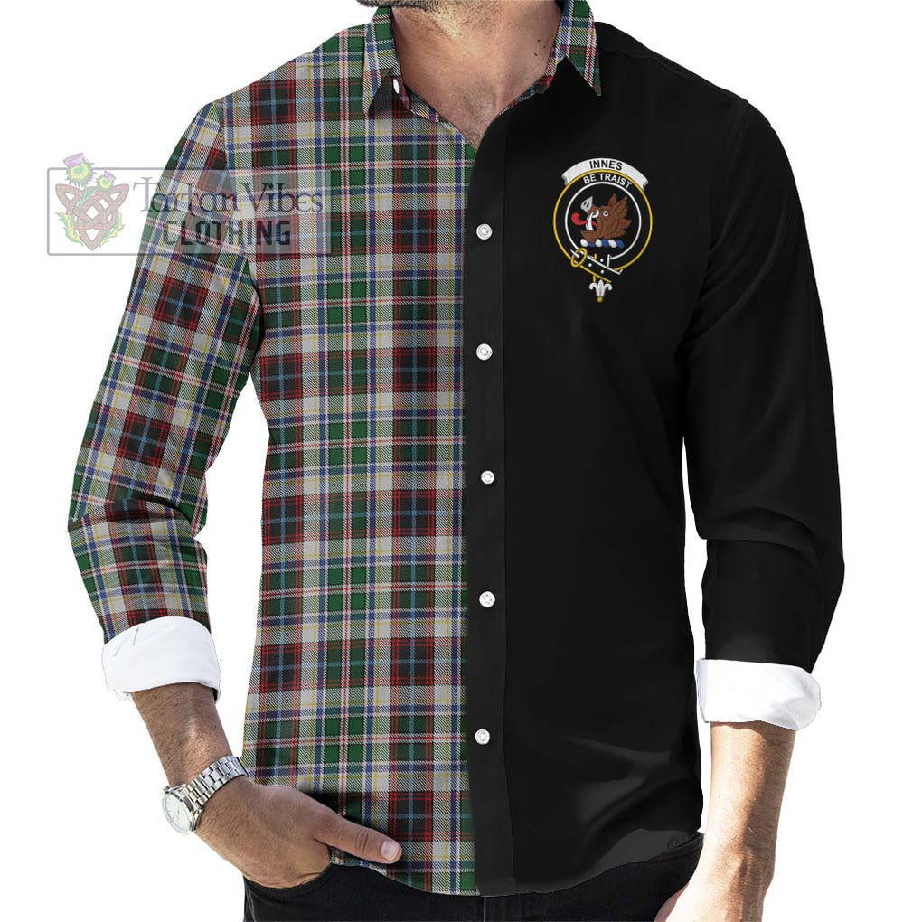 Innes Dress Tartan Long Sleeve Button Shirt with Family Crest and Half Of Me Style - Tartanvibesclothing Shop