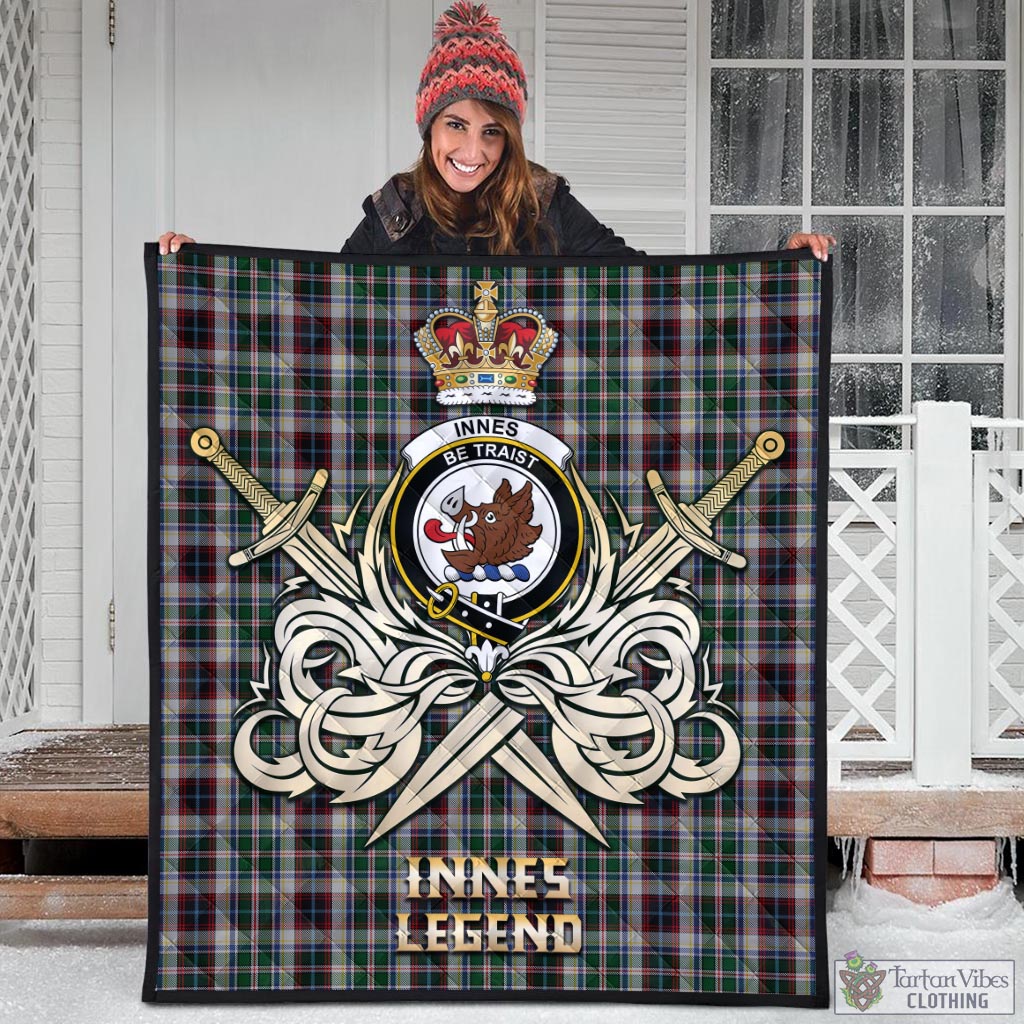 Tartan Vibes Clothing Innes Dress Tartan Quilt with Clan Crest and the Golden Sword of Courageous Legacy