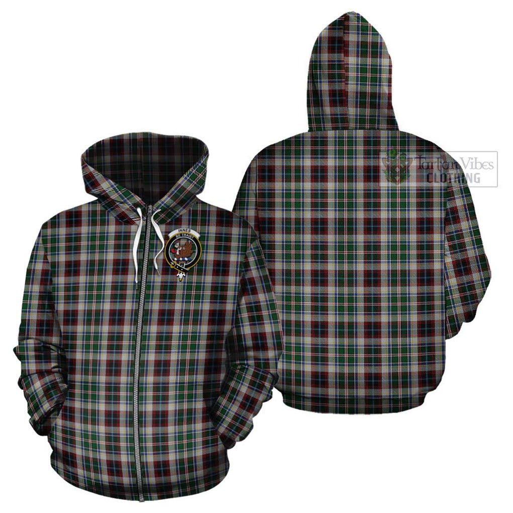 Innes Dress Tartan Cotton Hoodie with Family Crest Zip Hoodie - Tartan Vibes Clothing