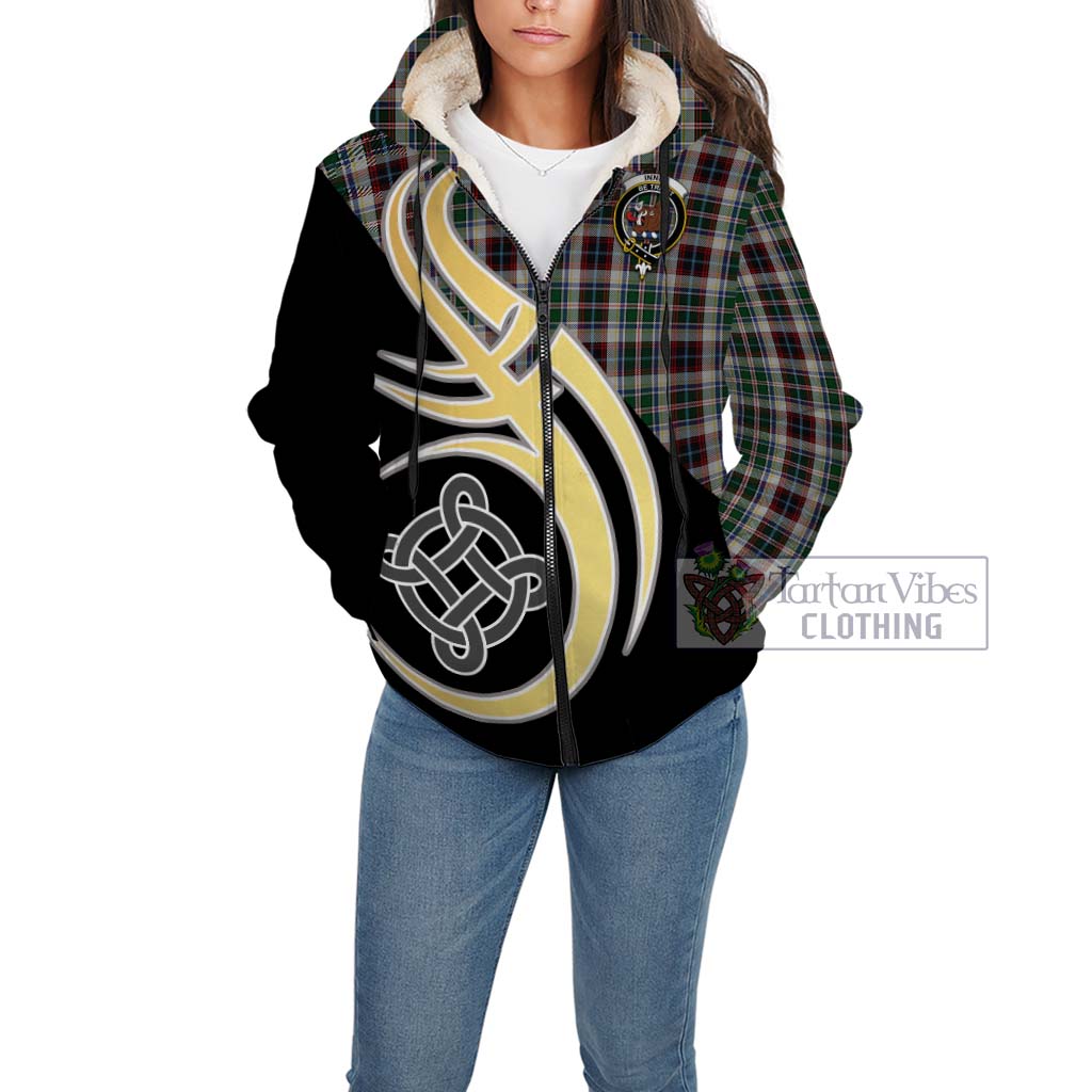 Innes Dress Tartan Sherpa Hoodie with Family Crest and Celtic Symbol Style Unisex - Tartan Vibes Clothing