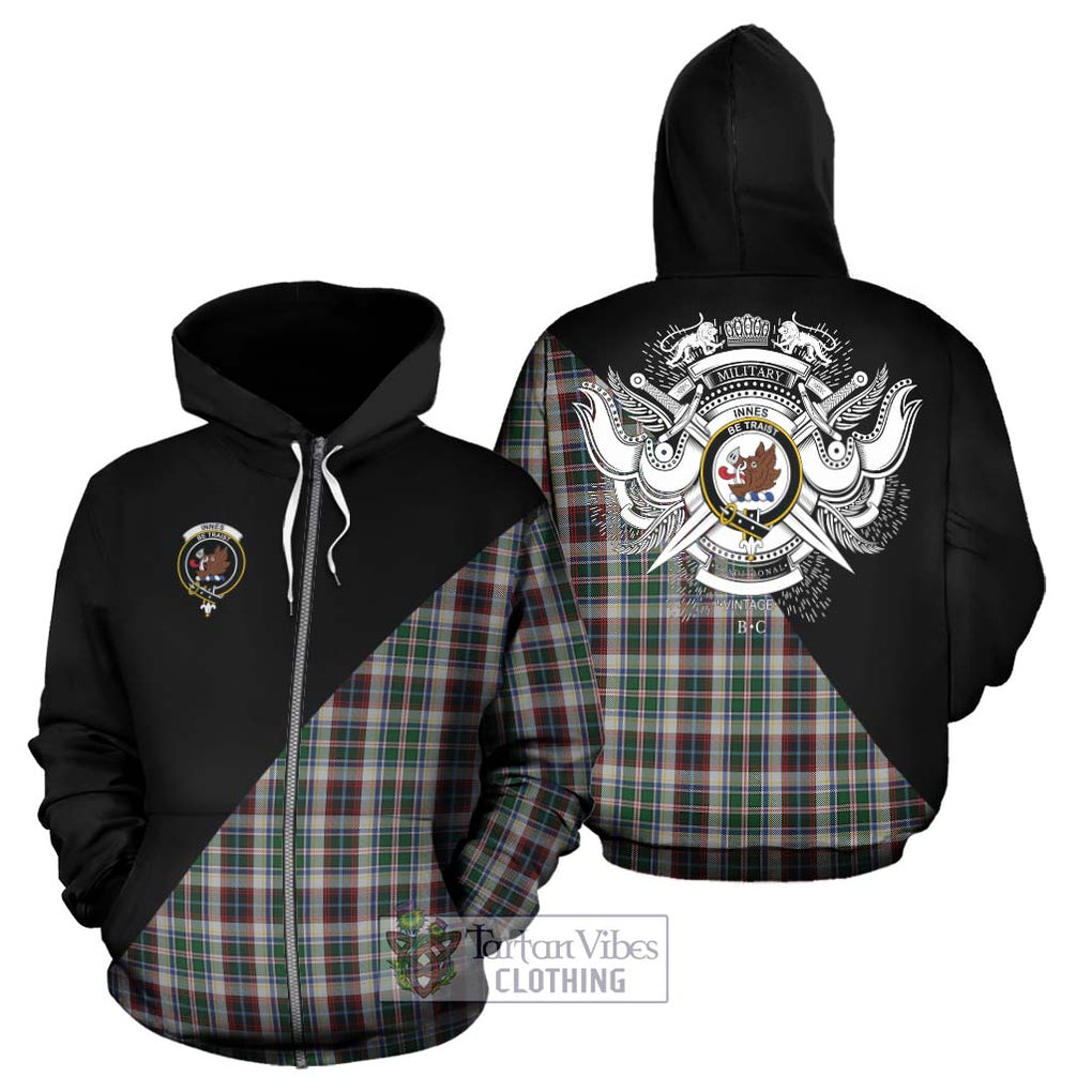 Innes Dress Tartan Hoodie with Family Crest and Military Logo Style - Tartanvibesclothing Shop