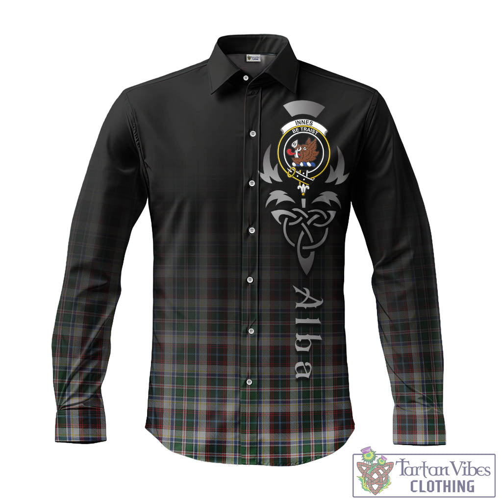 Tartan Vibes Clothing Innes Dress Tartan Long Sleeve Button Up Featuring Alba Gu Brath Family Crest Celtic Inspired