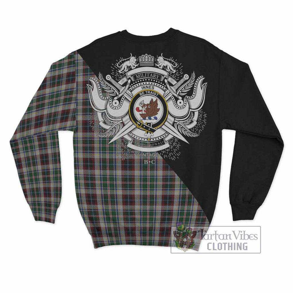 Innes Dress Tartan Sweatshirt with Family Crest and Military Logo Style - Tartanvibesclothing Shop