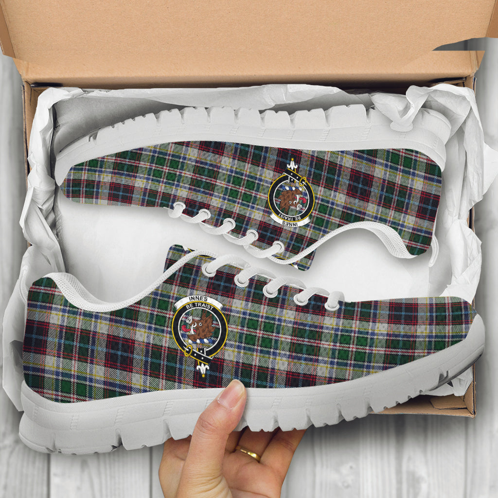 Innes Dress Tartan Sneakers with Family Crest - Tartan Vibes Clothing