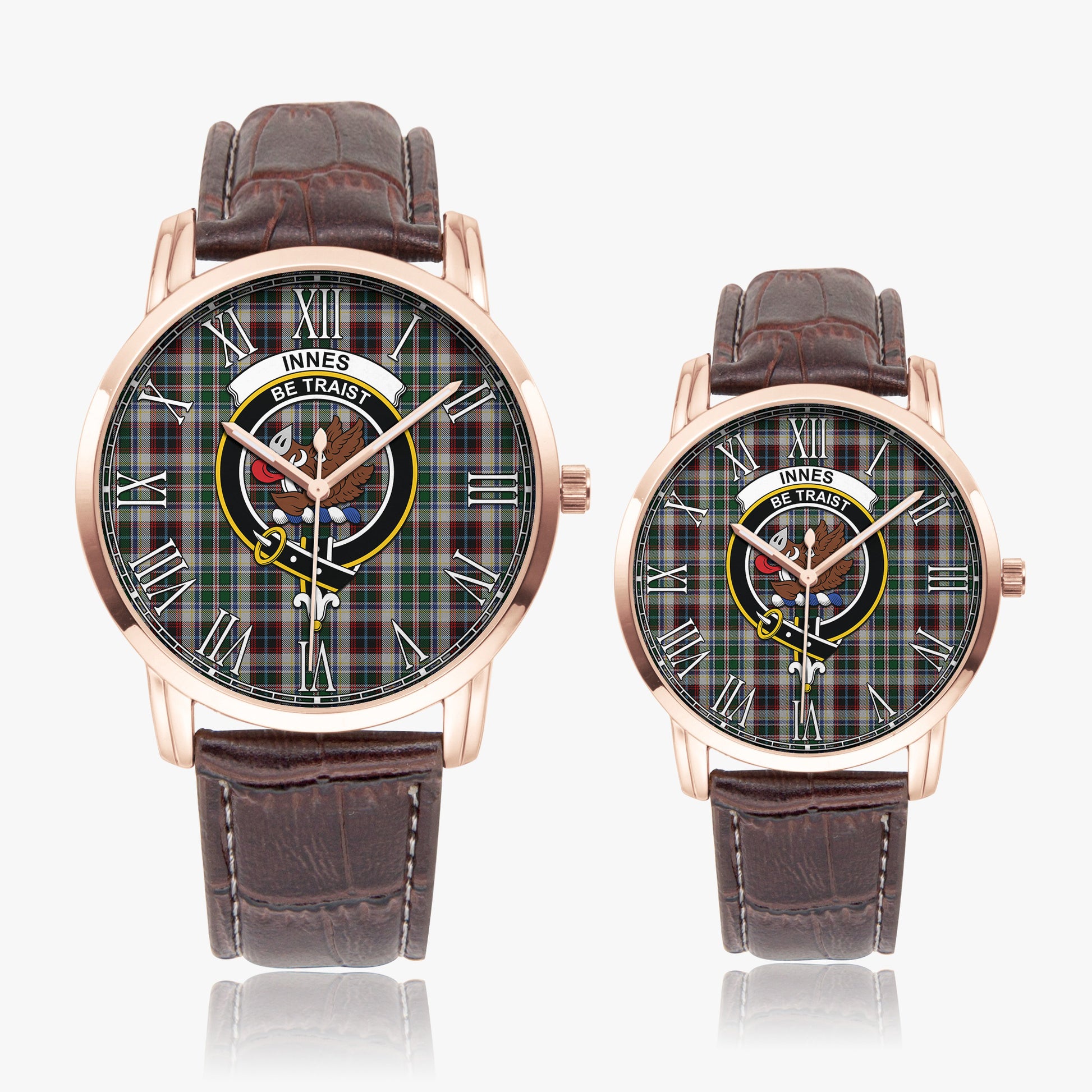 Innes Dress Tartan Family Crest Leather Strap Quartz Watch - Tartanvibesclothing