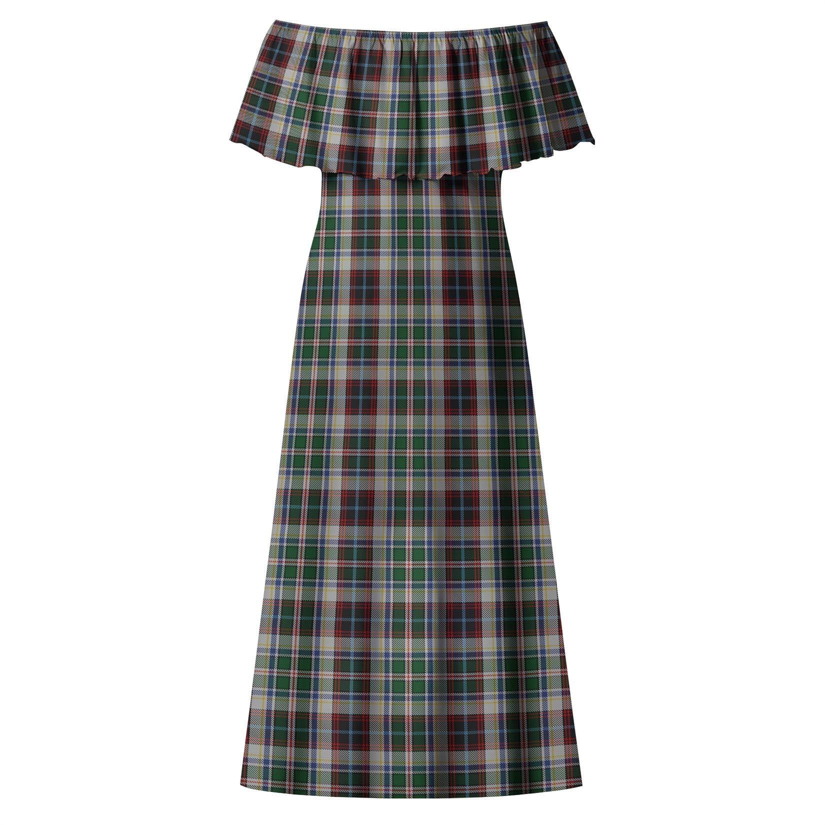 Innes Dress Tartan Off Shoulder Long Dress - Tartanvibesclothing