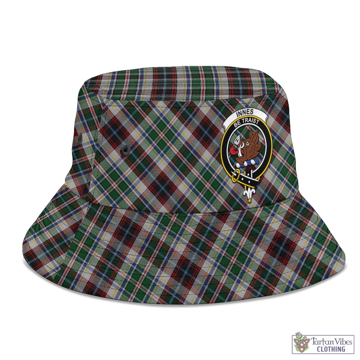 Tartan Vibes Clothing Innes Dress Tartan Bucket Hat with Family Crest