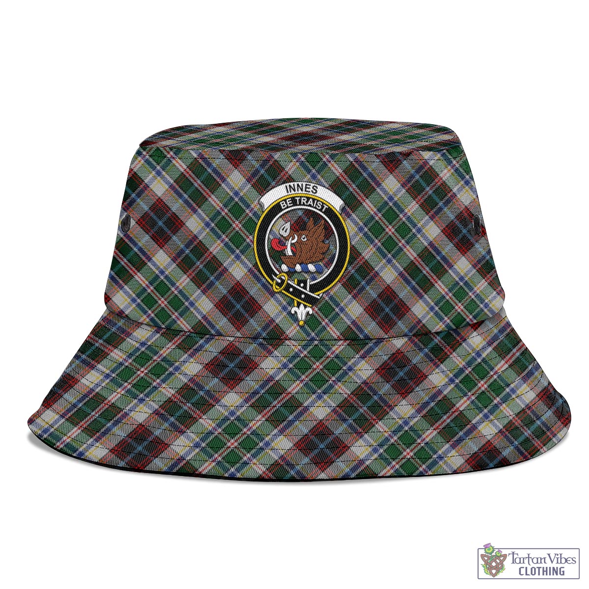 Tartan Vibes Clothing Innes Dress Tartan Bucket Hat with Family Crest