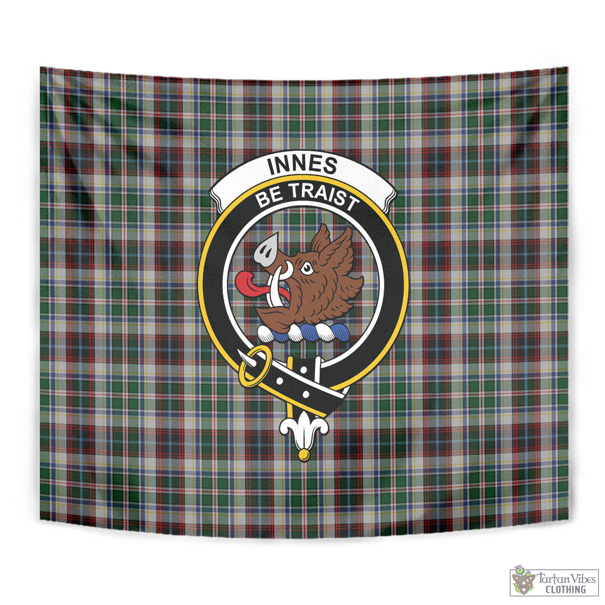 Tartan Vibes Clothing Innes Dress Tartan Tapestry Wall Hanging and Home Decor for Room with Family Crest