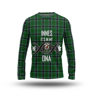 Innes Hunting Tartan Long Sleeve T-Shirt with Family Crest DNA In Me Style