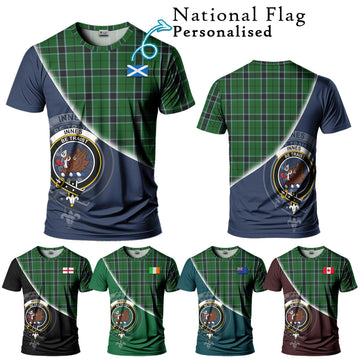 Innes Hunting Tartan T-Shirt with Personalised National Flag and Family Crest Half Style