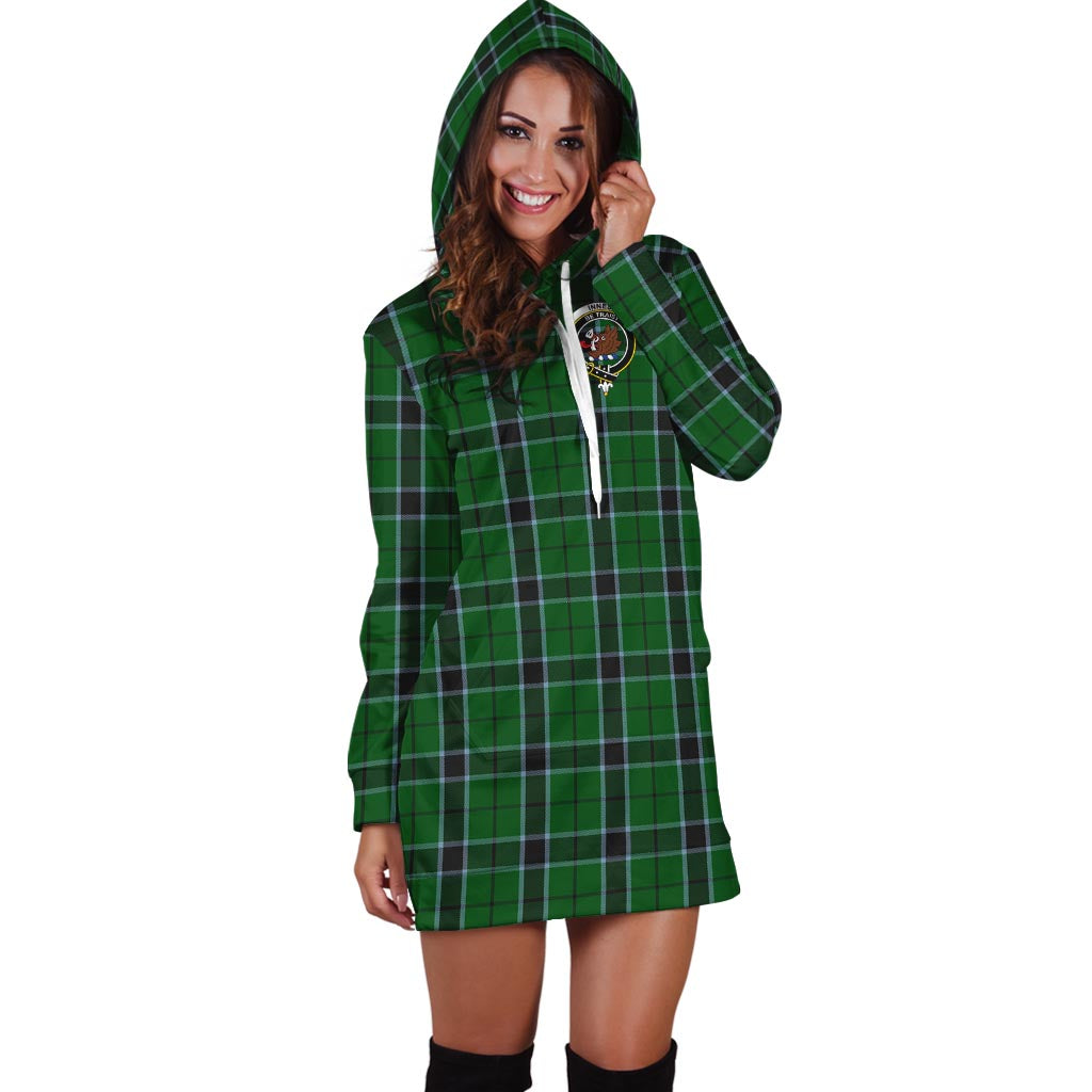 Innes Hunting Tartan Hoodie Dress with Family Crest - Tartan Vibes Clothing