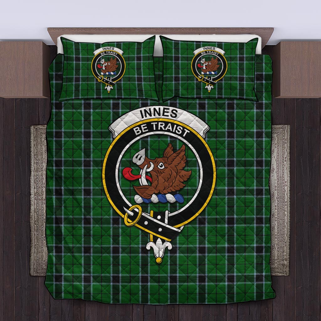 Innes Hunting Tartan Quilt Bed Set with Family Crest Twin - Tartan Vibes Clothing