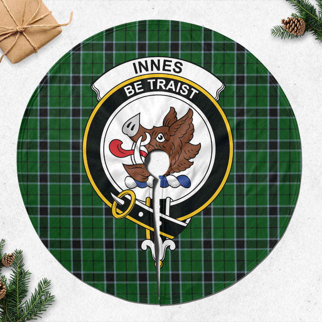 Innes Hunting Tartan Christmas Tree Skirt with Family Crest - Tartanvibesclothing