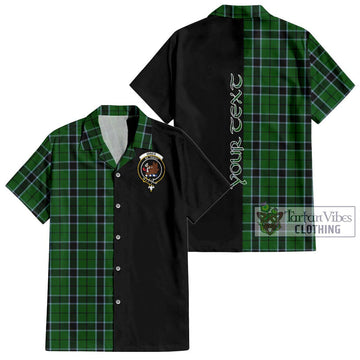 Innes Hunting Tartan Short Sleeve Button Shirt with Family Crest and Half Of Me Style