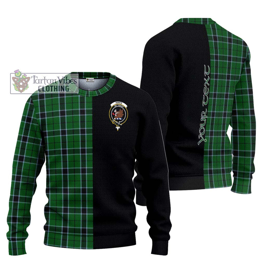 Innes Hunting Tartan Knitted Sweater with Family Crest and Half Of Me Style Unisex - Tartanvibesclothing Shop