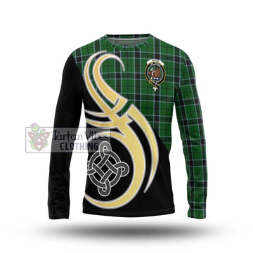 Innes Hunting Tartan Long Sleeve T-Shirt with Family Crest and Celtic Symbol Style