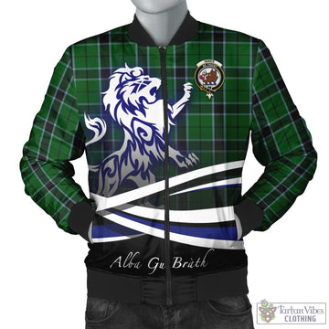 Innes Hunting Tartan Bomber Jacket with Alba Gu Brath Regal Lion Emblem