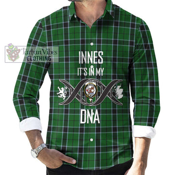 Innes Hunting Tartan Long Sleeve Button Shirt with Family Crest DNA In Me Style