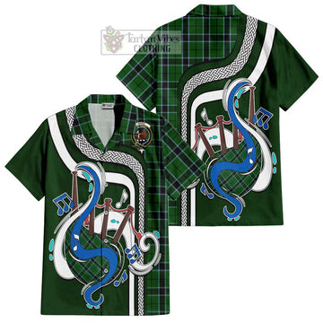 Innes Hunting Tartan Short Sleeve Button Shirt with Epic Bagpipe Style