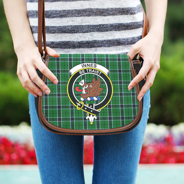 Innes Hunting Tartan Saddle Bag with Family Crest