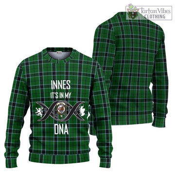 Innes Hunting Tartan Ugly Sweater with Family Crest DNA In Me Style