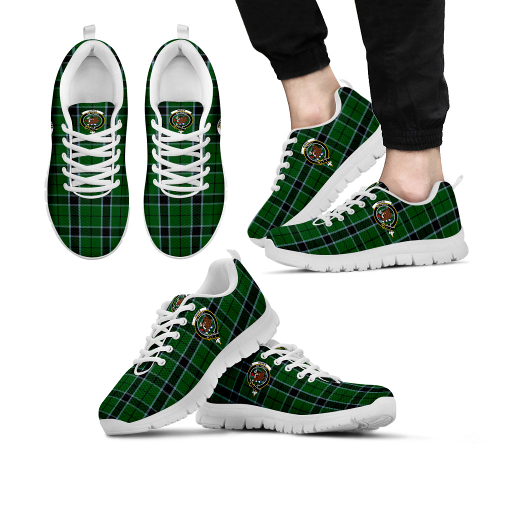 Innes Hunting Tartan Sneakers with Family Crest Kid's Sneakers - Tartan Vibes Clothing